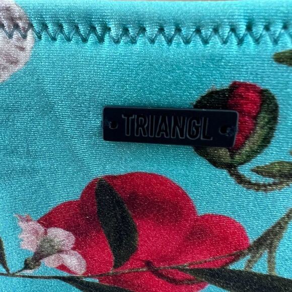 Triangl Cheeky Bikini Bottom Small Turquoise Blue Floral Neoprene Small - Picture 5 of 6